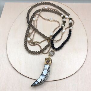 Curated bundle Fabulina and more boho style statement layered look necklaces.